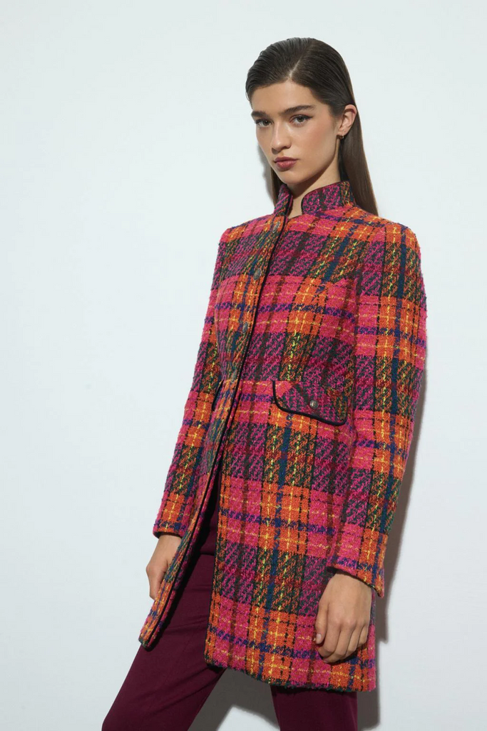 Tinta & Bariloche Carpetania Boucle Long Blazer - Fuchsia/Multicolor