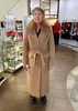 Image of Tosato Double Breasted Wool Maxi Coat with Fox Fur Collar - Tobacco