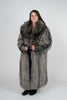Image of Tosato Feathered Fox Fur Coat with Adjustable Side Slits - Natural Silver
