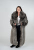 Image of Tosato Feathered Fox Fur Coat with Adjustable Side Slits - Natural Silver