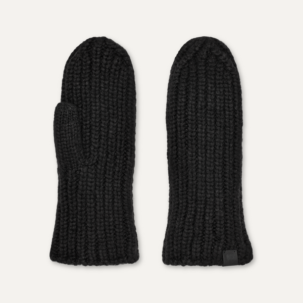 UGG® Chunky Rib Knit Mitten - Black