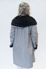 Image of UbU Reversible Button Front Hooded Parisian Raincoat - Black/Light Grey