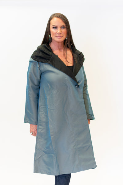 UbU Reversible Hooded Button Front Parisian Raincoat - Black Pearl/Black *Take an EXTRA 25% Off*
