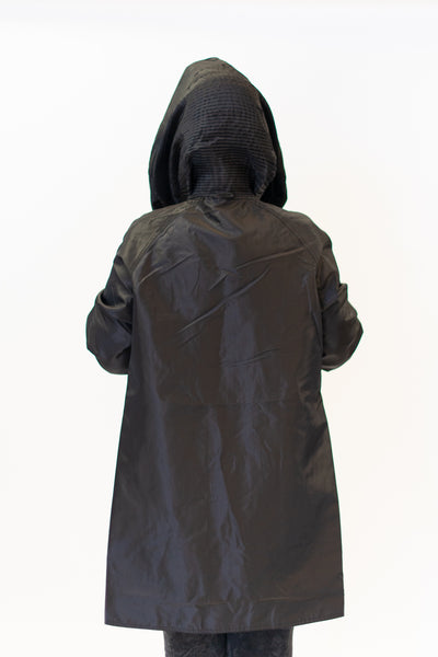 UbU Reversible Hooded Button Front Parisian Raincoat - Purple Ombre/Black