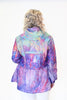Image of UbU Zip Front Wide Collar Rain Jacket - Purple/Multicolor