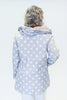 Image of UbU Reversible Zip Front Hooded Parisian Raincoat - Grey White Dot/Blush