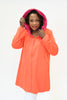 Image of UbU Reversible Zip Front Hooded Parisian Raincoat - Hot Pink/Orange