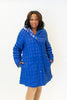 Image of UbU Reversible Quilted Hooded A-Line Coat - Cobalt/Purple Maze *Take an EXTRA 25% Off*
