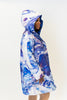 Image of UbU Reversible Quilted Hooded A-Line Coat - Cobalt/Purple Maze