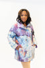 Image of UbU Reversible Quilted Car Coat with Concealed Hood - Wind Tetris/Coastal Dream