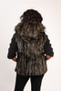 Image of Rippe's Furs Reversible Sculpted Hooded Mink Vest with Raccoon Fur Trim - Army Green