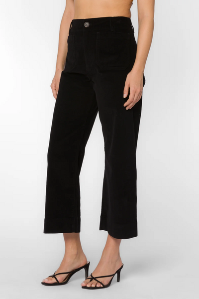 Velvet Heart Alyx Wide Leg Corduroy Crop Pant - Black