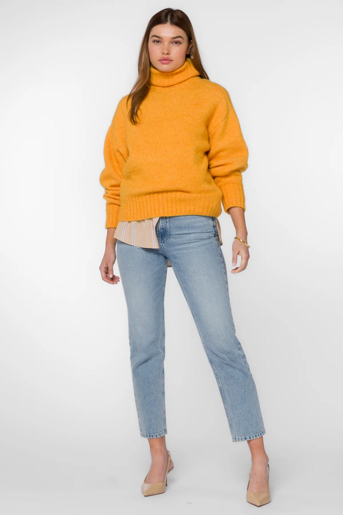 Velvet Heart Tillie Turtleneck Drop Shoulder Sweater - Marled Orange