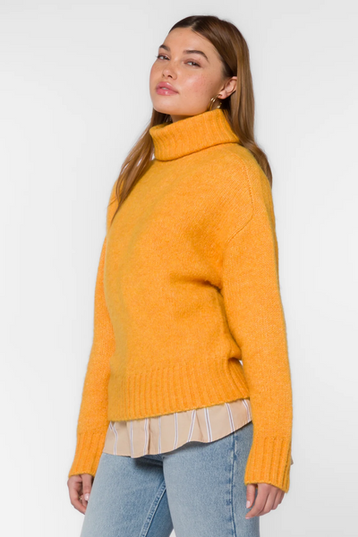 Velvet Heart Tillie Turtleneck Drop Shoulder Sweater - Marled Orange