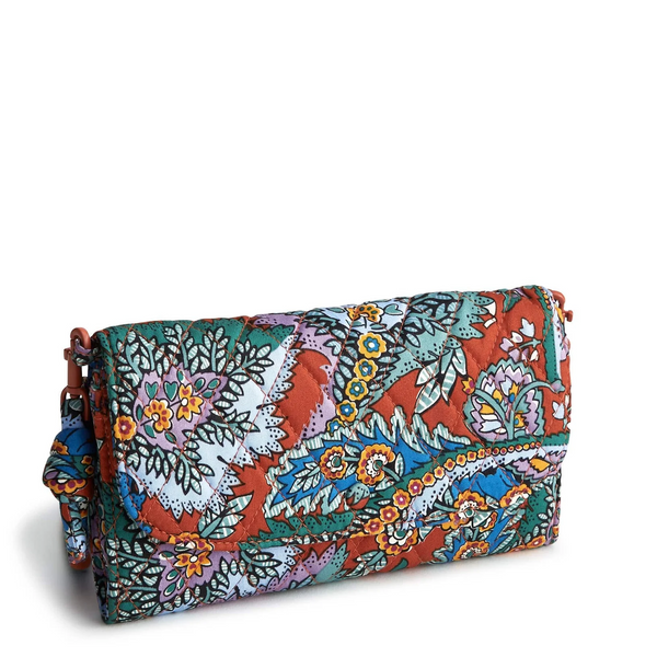 Vera Bradley Wildwood Wallet Crossbody in Cotton Gabardine - Flowers & Feathers