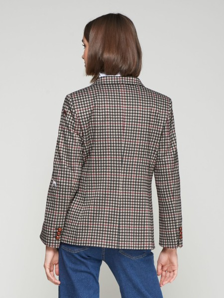 Vilagallo Heather Dog-Embroidered Houndstooth Blazer - Multi
