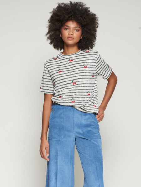 Vilagallo Amalia Lurex Stripe Tee - Multi