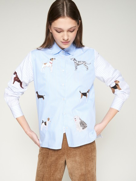 Vilagallo Isa Stripe Embroidered Shirt - White