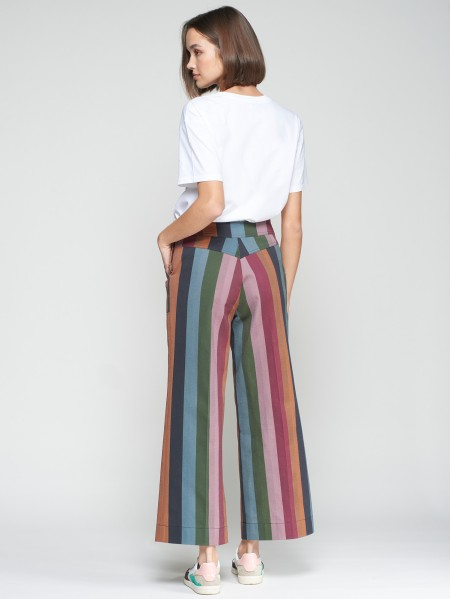 Vilagallo Muriel Stripe Gabardine Trouser - Multi