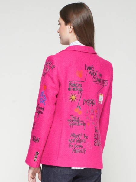 Vilagallo Helen Graffiti Tweed Jacket - Pink/Multi
