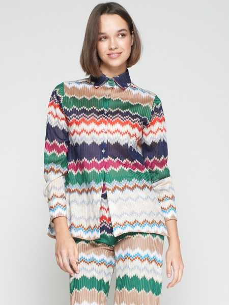 Vilagallo Mariela Chevron Jacquard Shirt - Multi