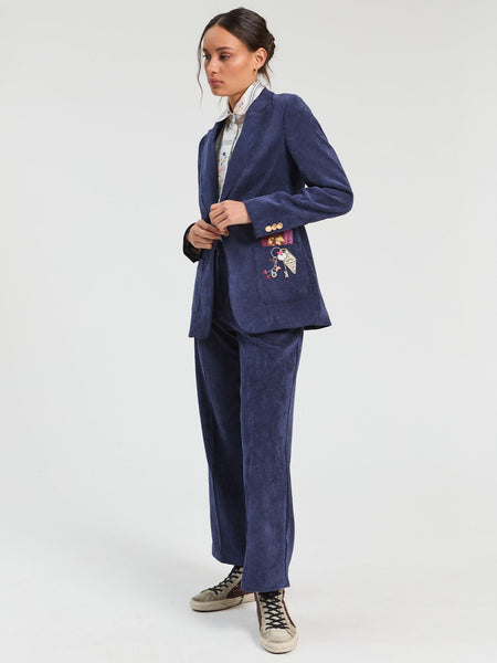 Vilagallo Simona Embroidered Blazer - Navy