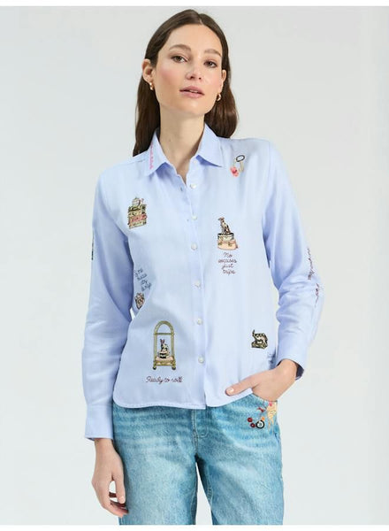 Vilagallo Isa Embroidered Shirt - Blue Multi