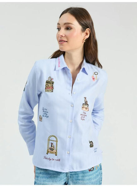Vilagallo Isa Embroidered Shirt - Blue Multi