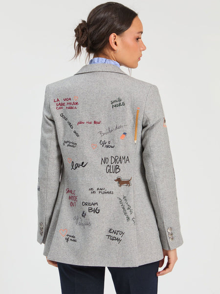 Vilagallo Dos Aberturas Embroidered Blazer - Grey