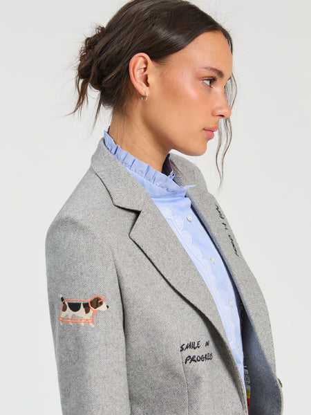 Vilagallo Dos Aberturas Embroidered Blazer - Grey