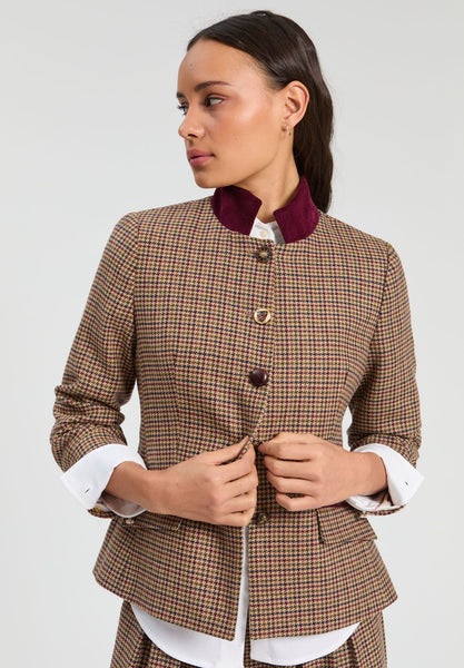 Vilagallo Dori Jacket - Brown Houndstooth