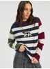 Image of Vilagallo Dog Embroidered Stripe Sweater - Navy Multi
