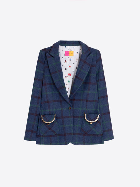 Vilagallo Monedero Blazer - Blue Plaid