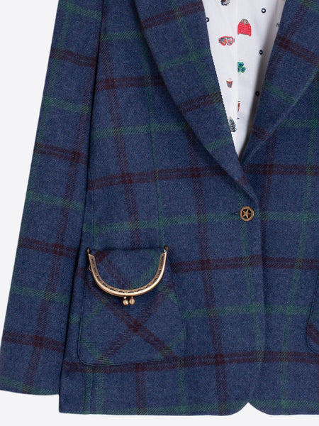 Vilagallo Monedero Blazer - Blue Plaid