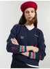 Image of Vilagallo Palabras Embroidered Wool Sweater - Navy Multi