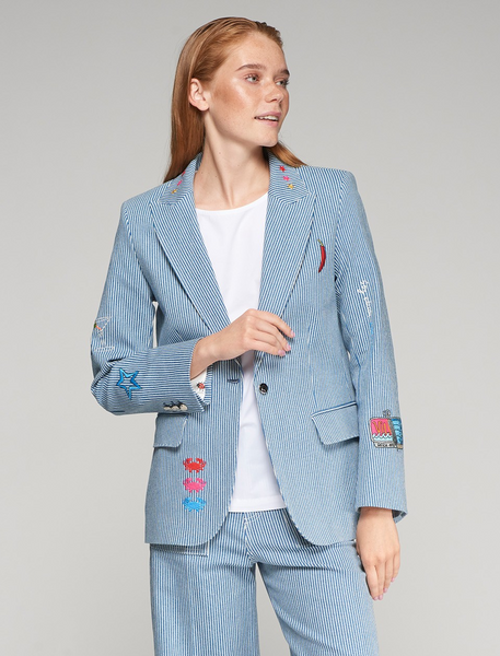Vilagallo Heather Blazer - Denim Raya
