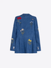 Image of Vilagallo Sophia Embroidered Blazer - Denim/Multicolor