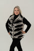 Image of Volare Chinchilla-Dyed Chevron Rex Rabbit Fur Vest - Black/White