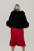Image of Volare Fox Fur Trim Sectioned Mink Fur Stole with Pockets - Black