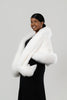 Image of Volare Fox Fur Trim Sectioned Mink Fur Stole with Pockets - White