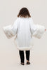 Image of Volare Leather Cape Jacket with Fox Fur Trim - White/White