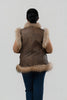Image of Volare Finn Raccoon Fur Trim Leather Vest - Tan