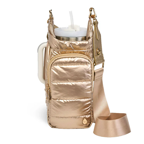 WanderFull Vegan Leather Trim Shiny HydroBag Handle™ - Gold