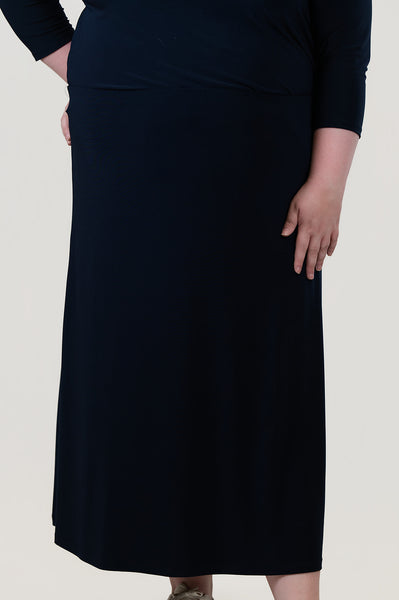 YNot A-Line Pull-On Maxi Skirt - Navy