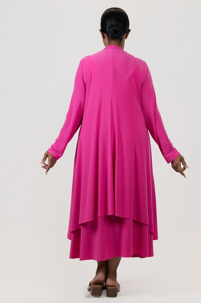 YNot Open Front Hi/Low Duster-Length Cardigan - Azalea Pink