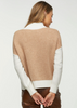 Image of Zaket & Plover Color Block Mock Neck Merino Wool Blend Sweater - Snow
