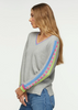 Image of Zaket & Plover Jacquard Sleeve Cashmere Blend Sweater - Marl