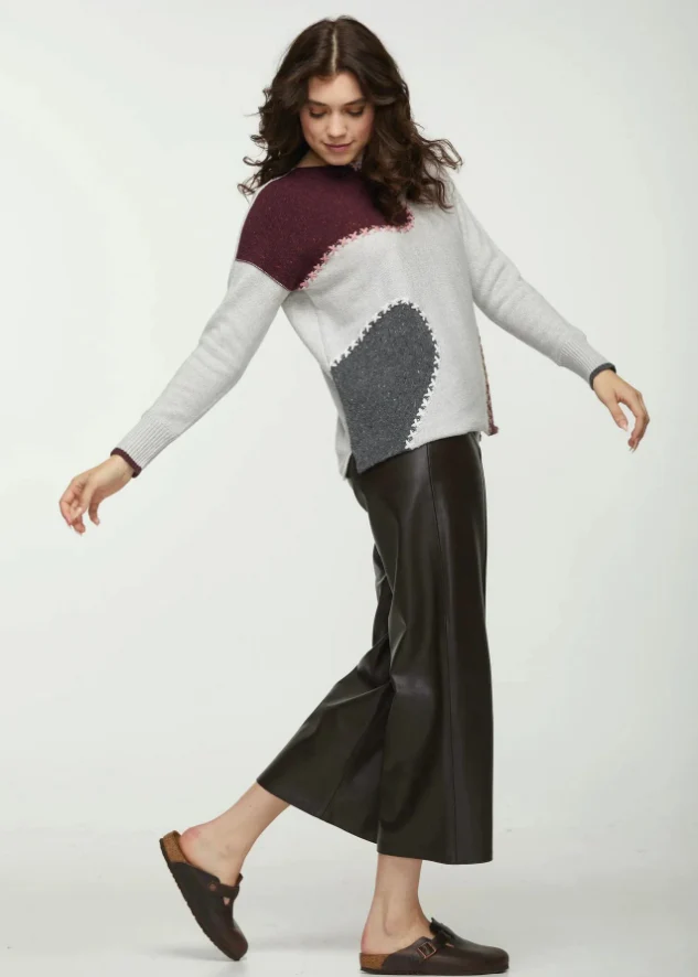 Zaket & Plover Patchwork Merino Wool Blend Sweater - Marl