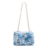 Image of Betsey Johnson Faux Pearl Trim Bow Crossbody Bag - Blue Toile