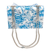 Image of Betsey Johnson Faux Pearl Trim Bow Crossbody Bag - Blue Toile